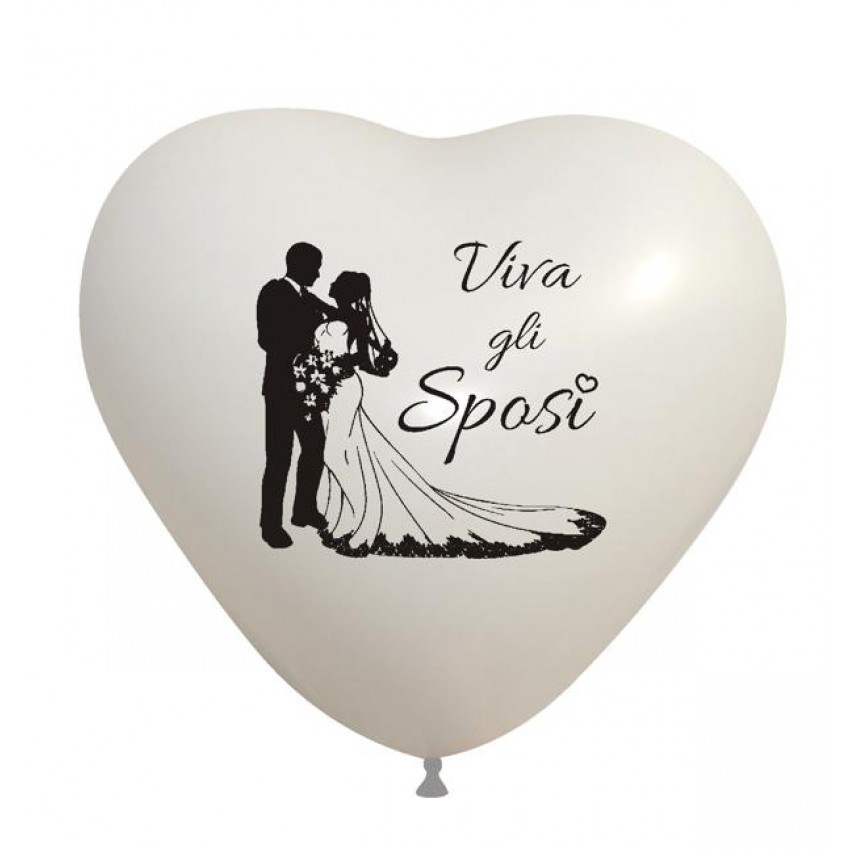 Palloncini Decorati 10" Silhouette Sposi