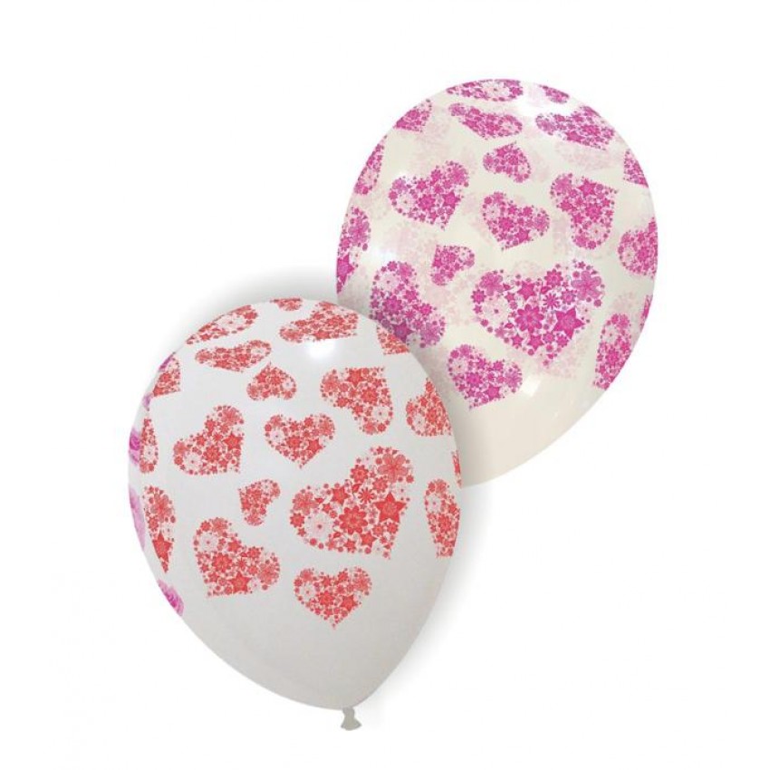 Palloncini Decorati 12" Cuori Fiori