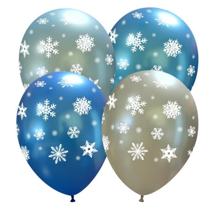 Palloncini Decorati 12" Fiocchi di Neve Ghiacciati