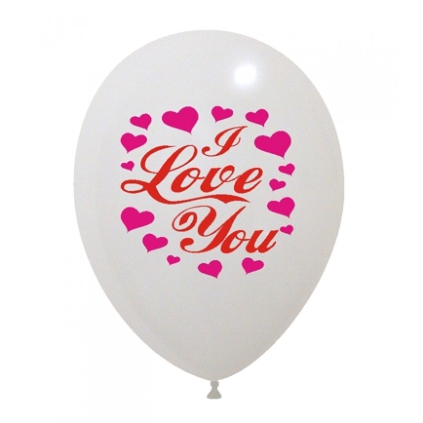 Palloncini Decorati 12" I Love You Rosa 2 Colori