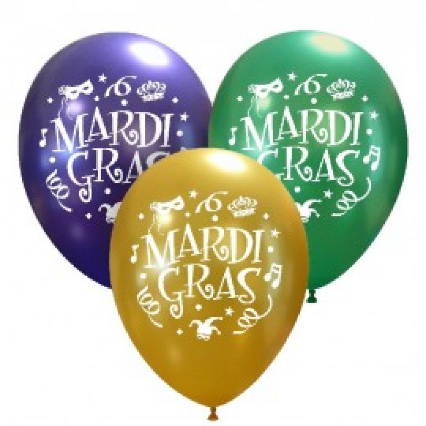 Palloncini Decorati 12" Mardis Gras metal