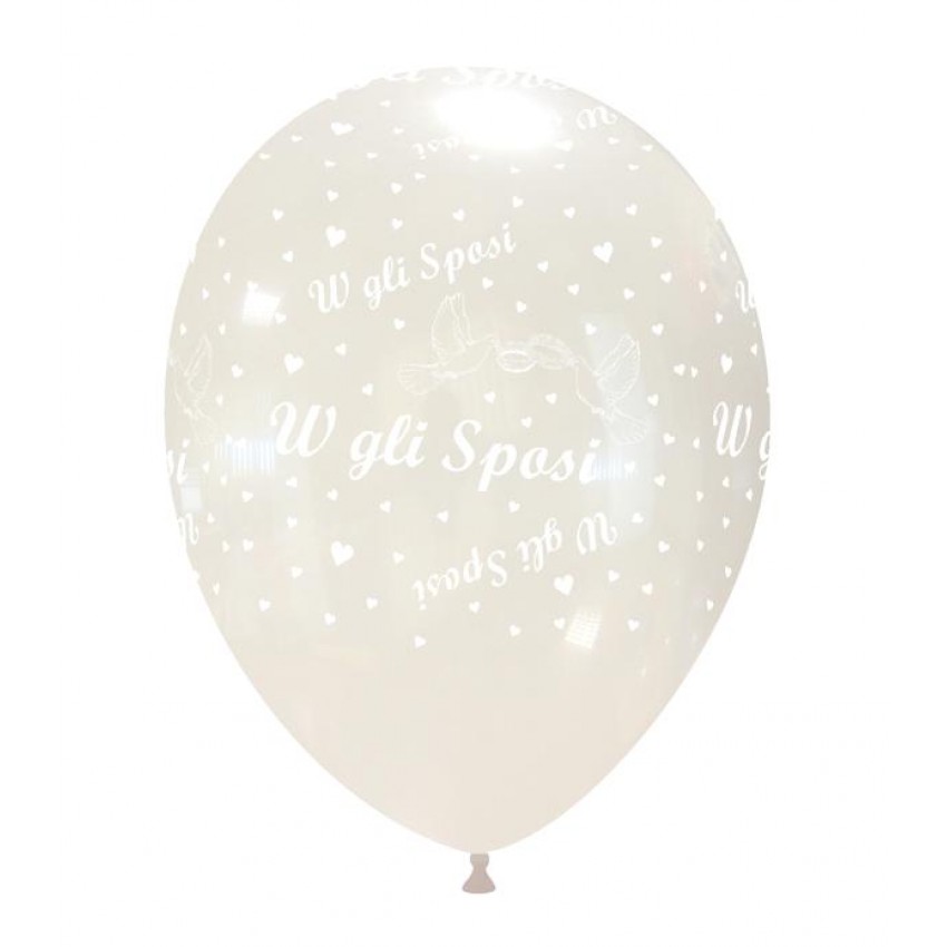 Palloncini Decorati 12" Sposi Anelli - Trasparente