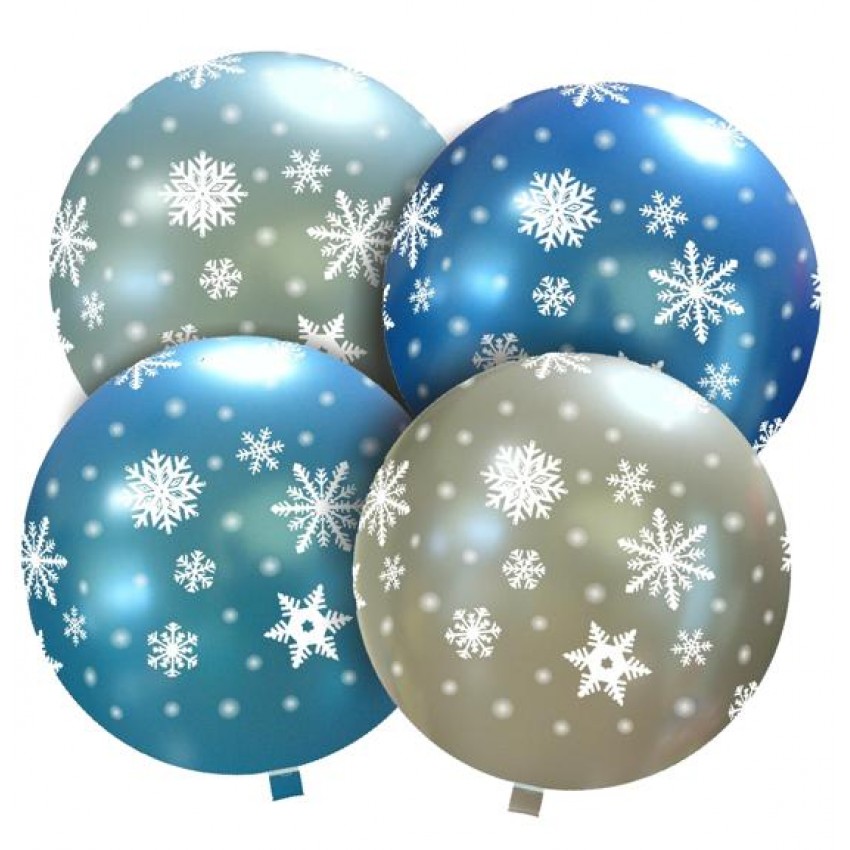 Palloncini Decorati 32" - Fiocchi di Neve Ghiacciati