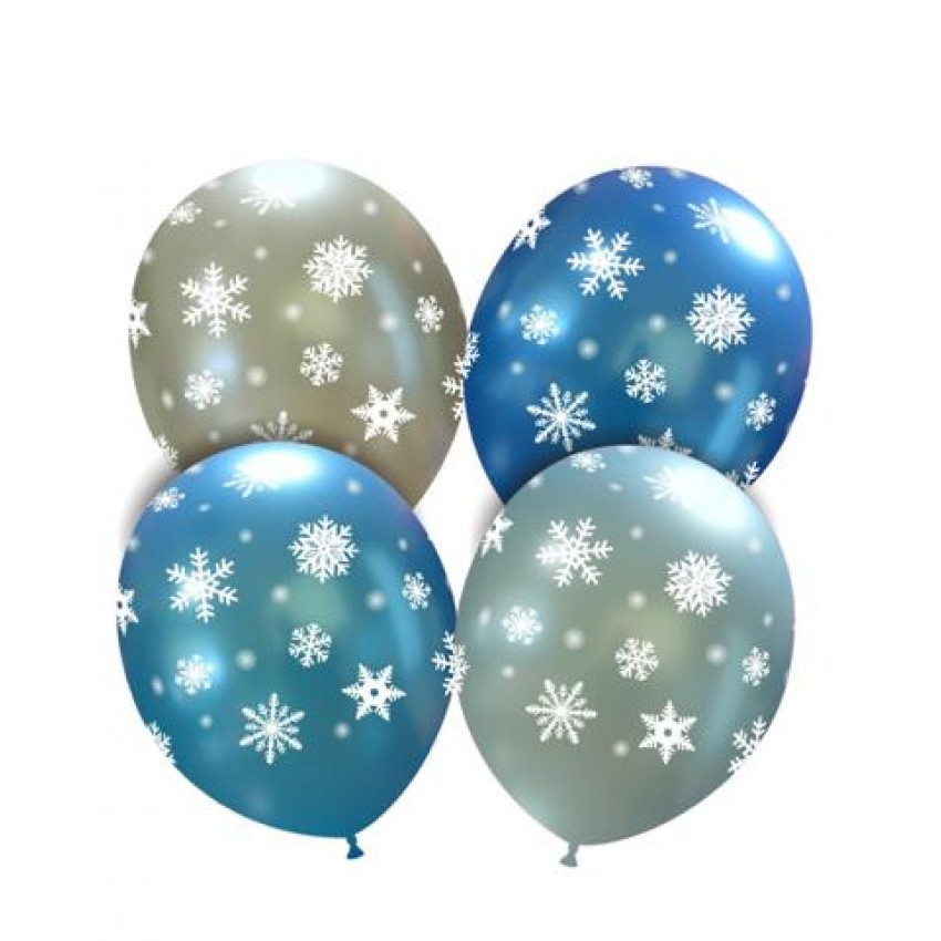 Palloncini Decorati 5" - Fiocchi di Neve Ghiacciati