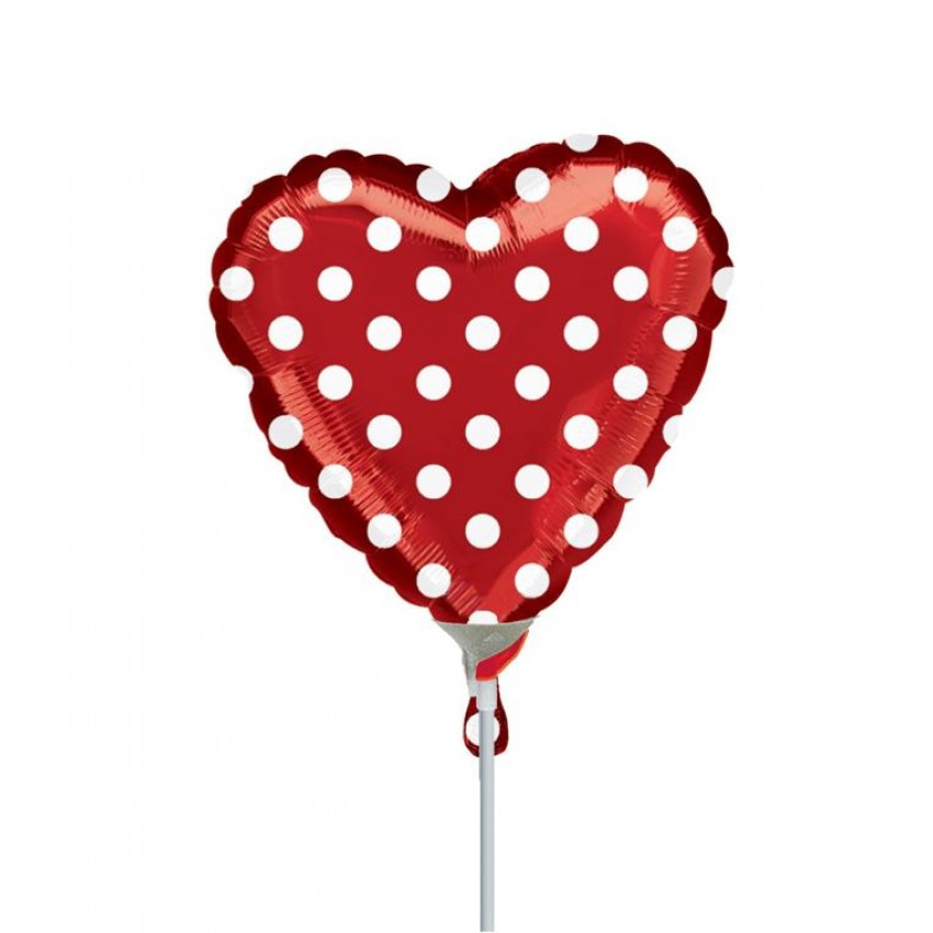 Palloncini Decorati Cuore Rosso Pois MiniShape (9”)