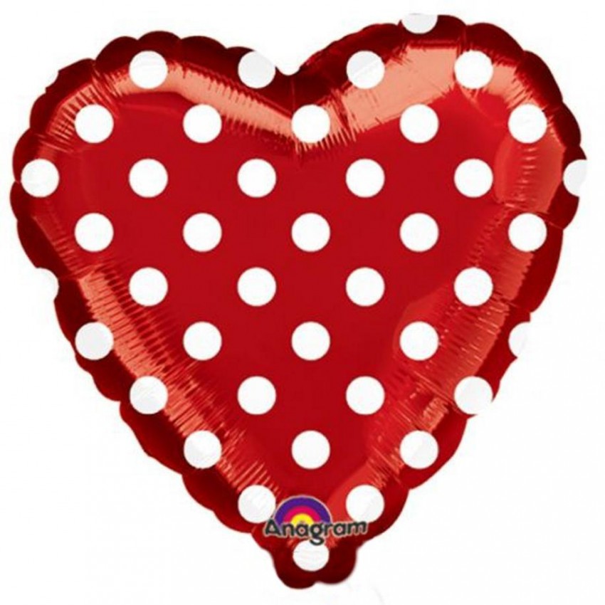 Palloncini Decorati Cuore Rosso Pois XL® (18”)