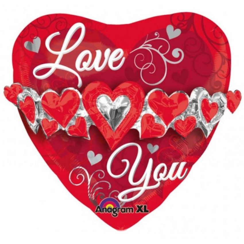 Palloncini Decorati I Love You 3D Cuore Multi-Balloon XL® (31”)