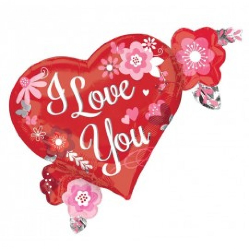 Palloncini Decorati I Love You Cuore e Fiori XL® SuperShapes™ (32”)