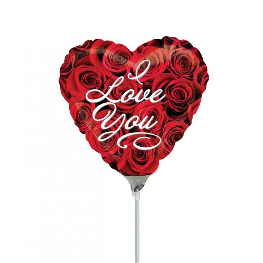 Palloncini Decorati I Love You Rose Cuore MiniShape (9”)