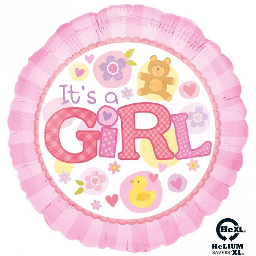 Palloncini Decorati It's a Girl Rosa HeXL® (18”)