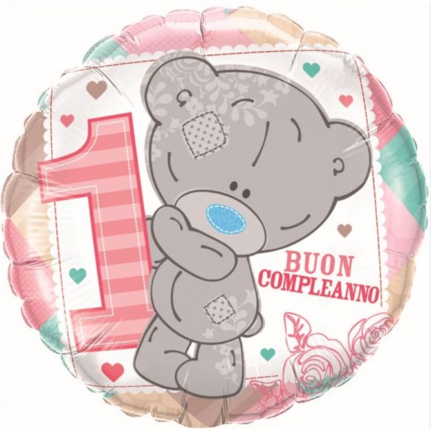 Palloncini Mylar 1° Compleanno Teddy Bimba (18”)