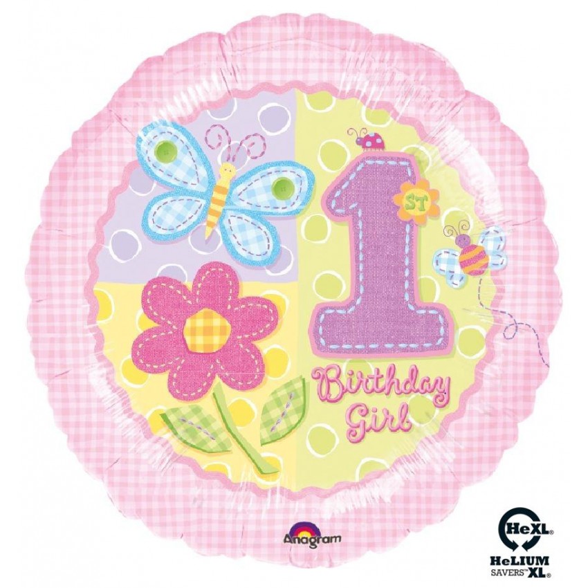 Palloncini Mylar 1st Birthday Bimba HeXL® (18”)