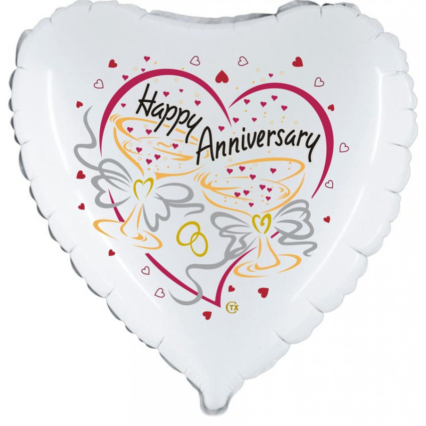 Palloncini Mylar CTX+ - Buon Anniversario Cuore (18”)