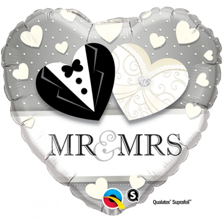 Palloncini Mylar Cuore Mr. & Mrs. (18”)