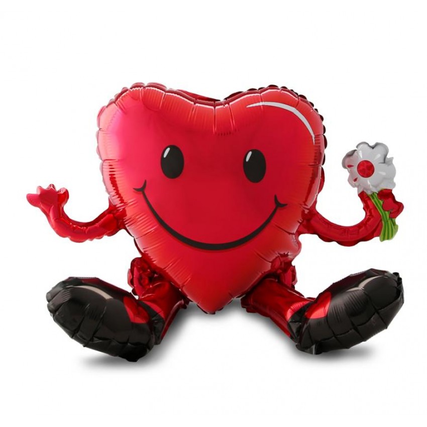 Palloncini Mylar Cuore Smiley Seduto Multi-Balloon XL® (21”)