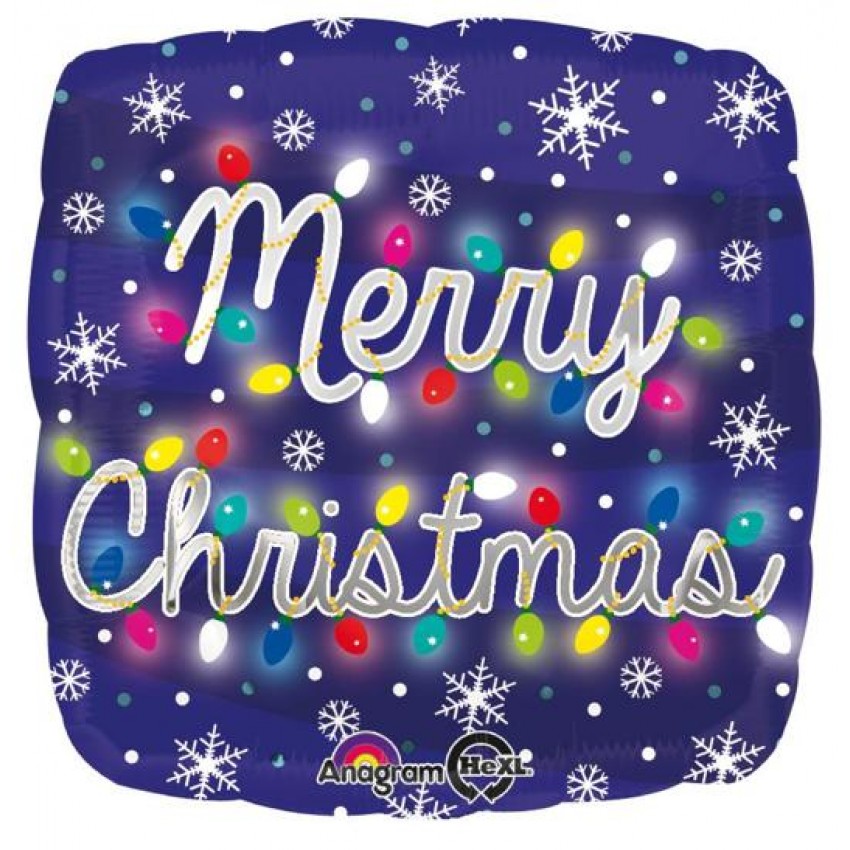 Palloncini Mylar Merry Christmas Luci HeXL® (18”)