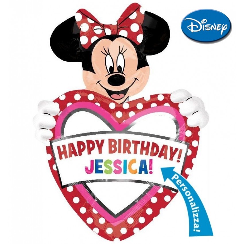 Palloncini Mylar Minnie Birthday Personalizzabile XL® SuperShapes™ (39”)