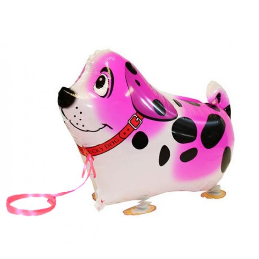 Palloncini Mylar Pet Walker - Cane Maculato - Rosa (16”)